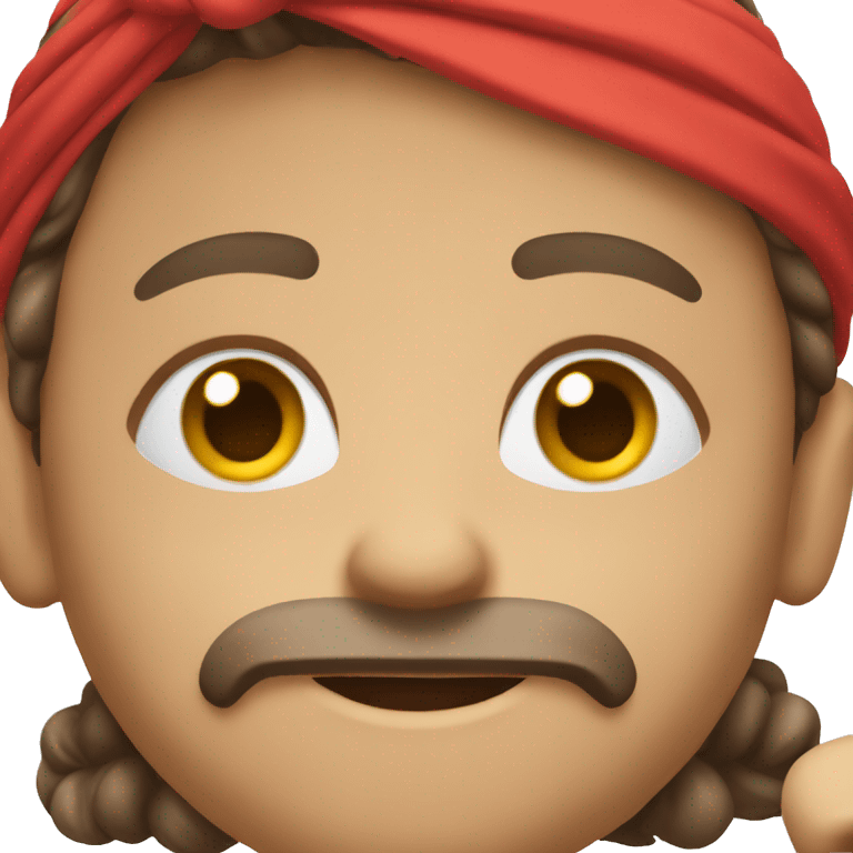 An encouraging emoji features just the face, a red headband and a fist emoji