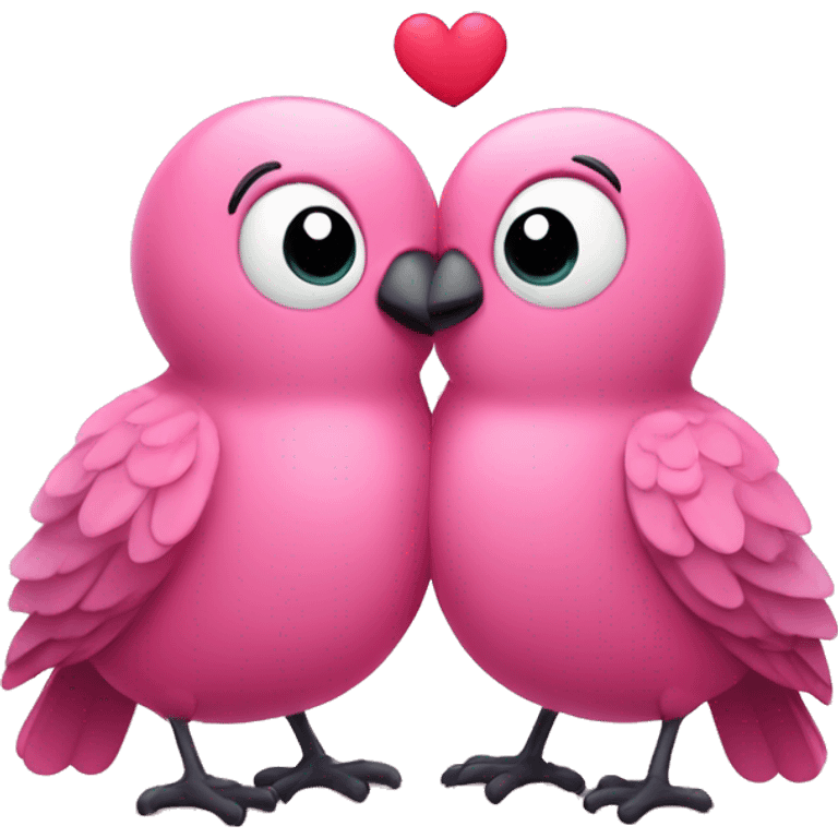 Two cute pink birds are hugging each other and are forming a heart shape expressing love and affection  emoji