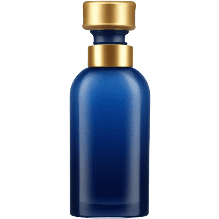 perfume cilindro largo, color azul marino y tapa dorada emoji