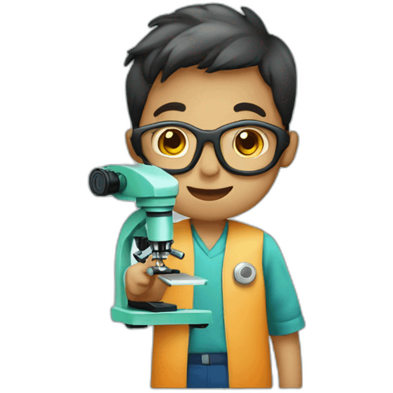 Boy with microscope and apron emoji