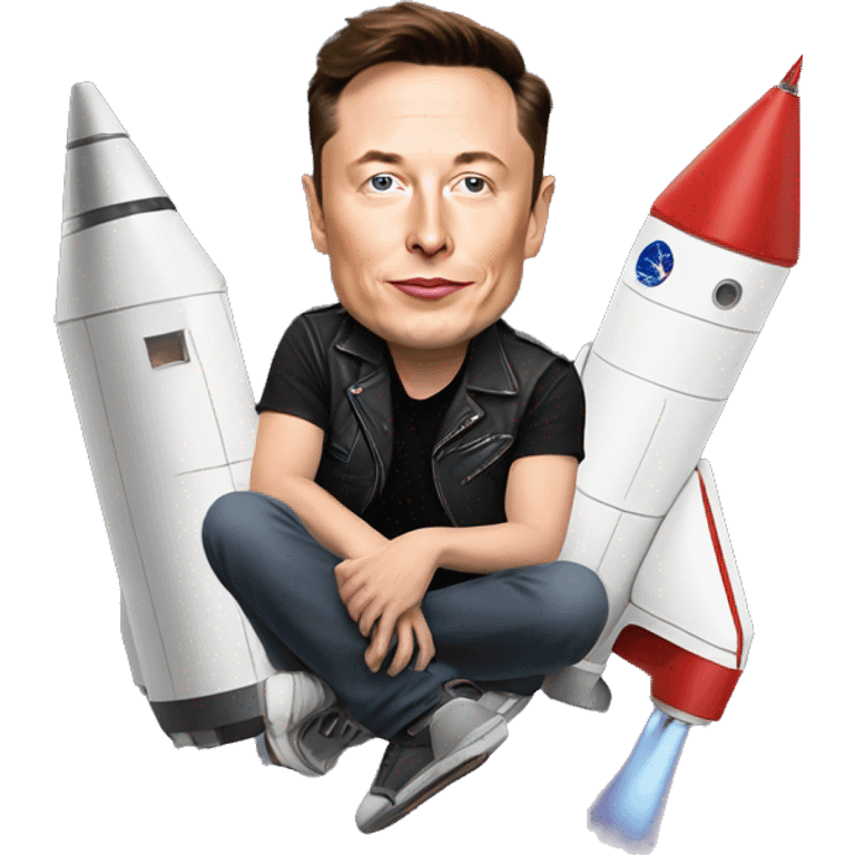 Elon Musk sitting on top of a flying space rocket emoji