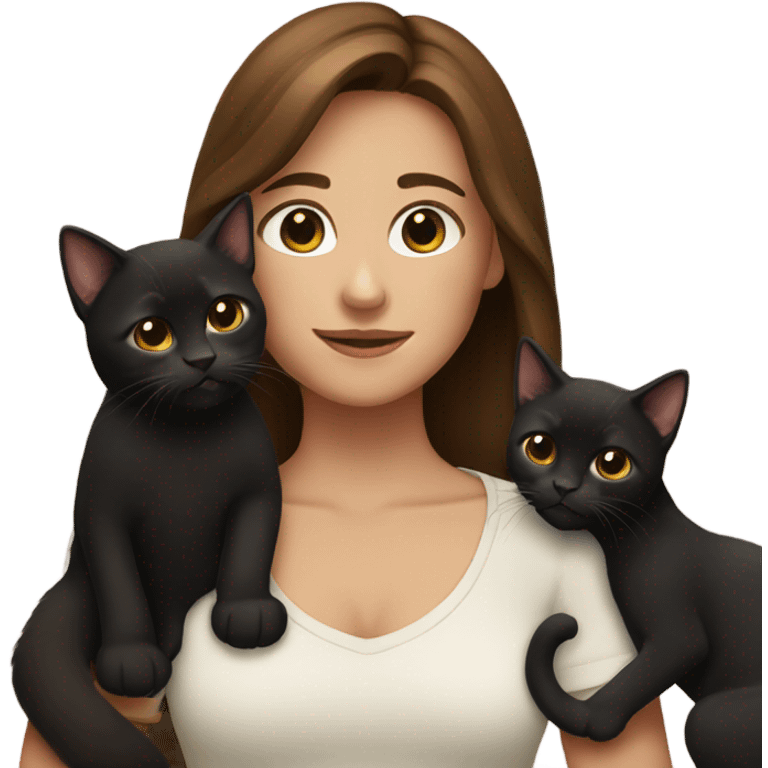 Girl with Brown hair with 2 black cata emoji