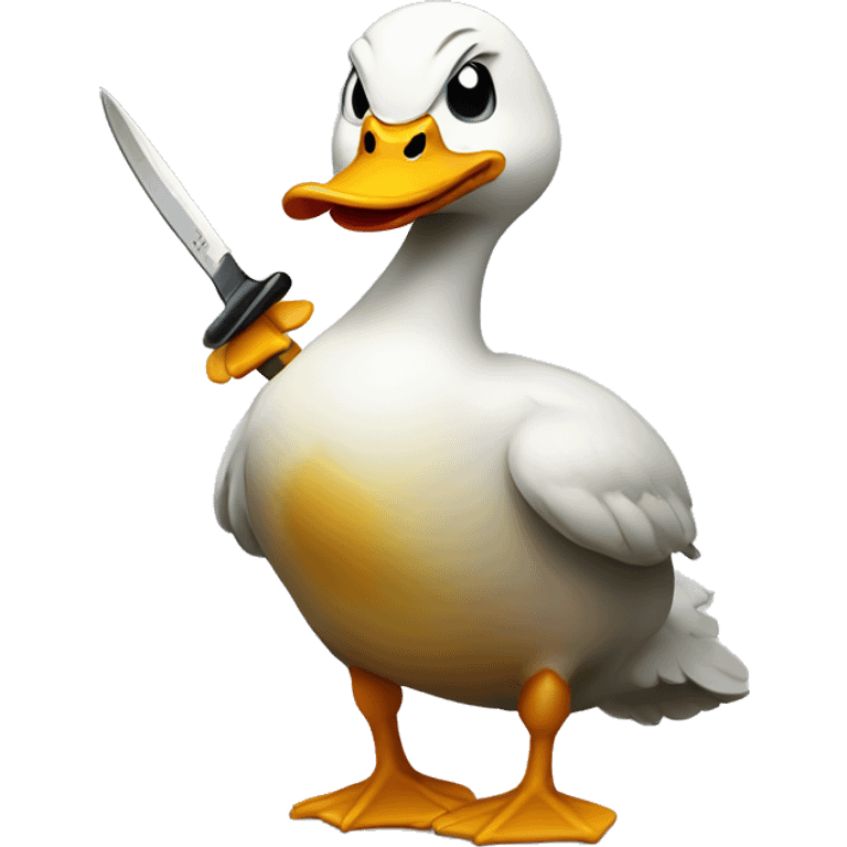 Angry duck with a knife emoji