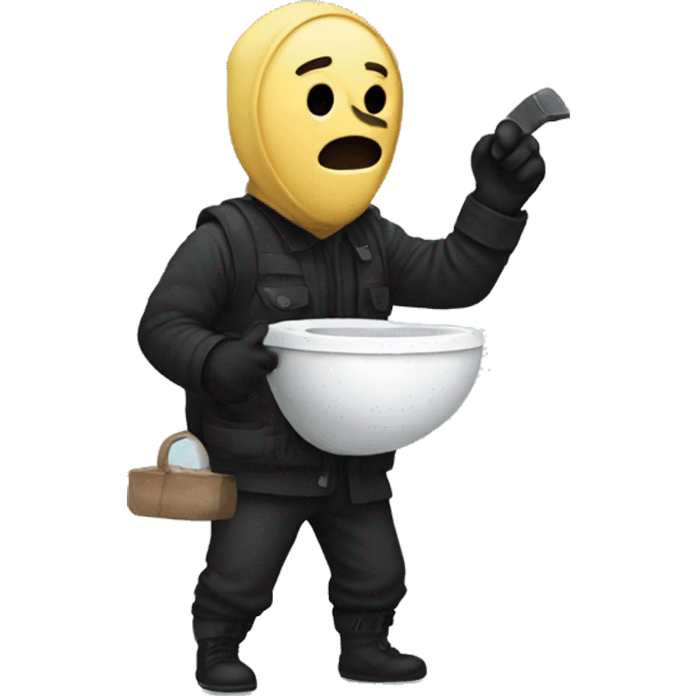 Robber holding toilet  emoji