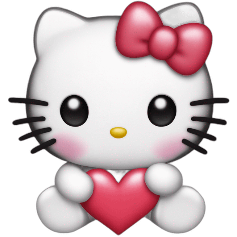 Hello kitty kissing with heart emoji