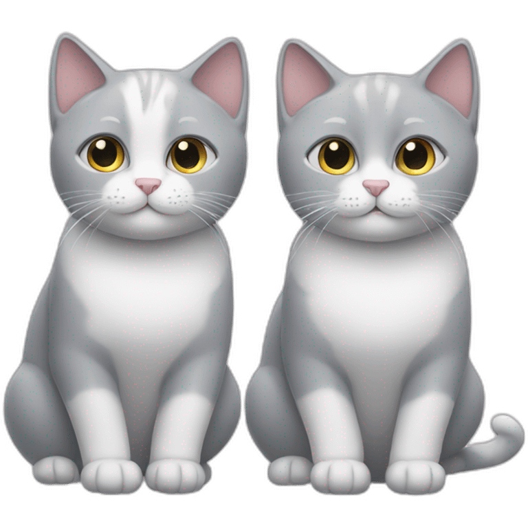 Two grey white cats friends emoji