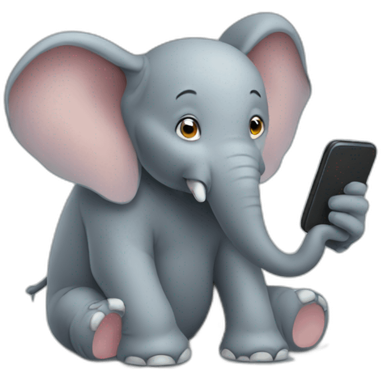 Elephant texting on its phone  emoji