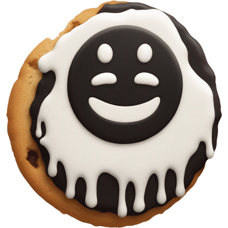 Frosting Half black and half white circle  cookke emoji