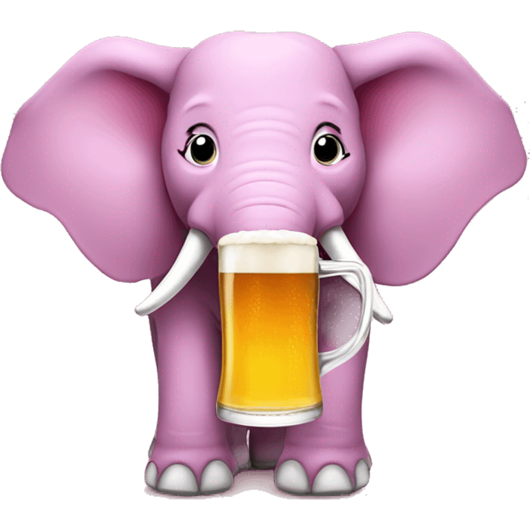 Pink elepant drinking a beer emoji