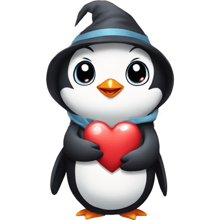 penguin mage cute little in love with heart emoji