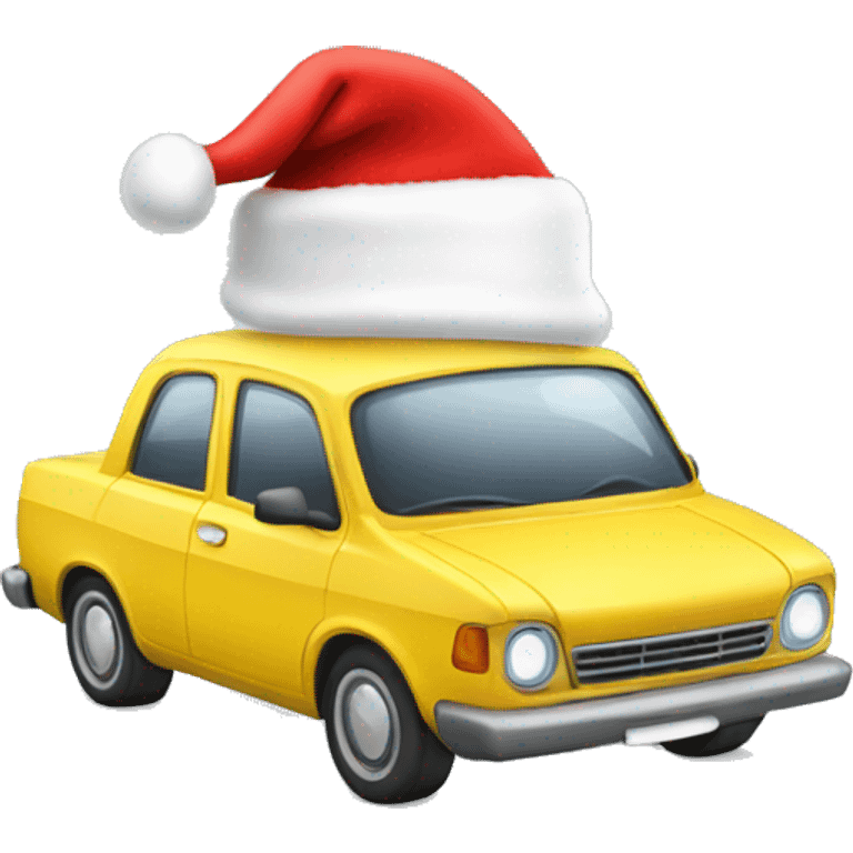 Car with a Santa hat emoji