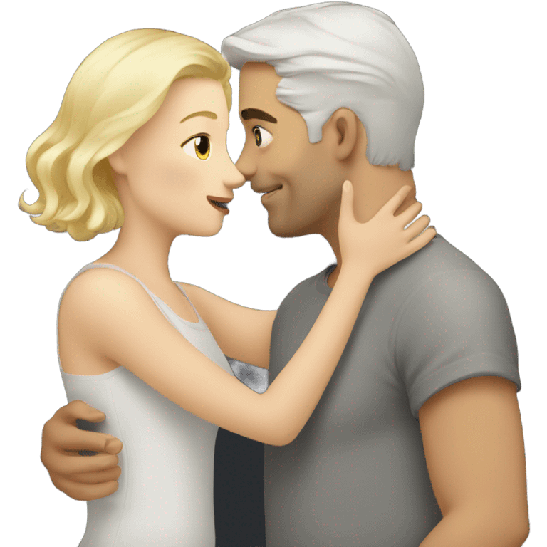 White man - short grey hair - no facial hair - kisses blonde girl  emoji