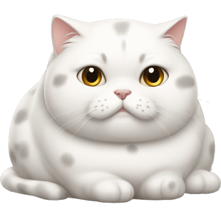 Fat white cat with spots emoji