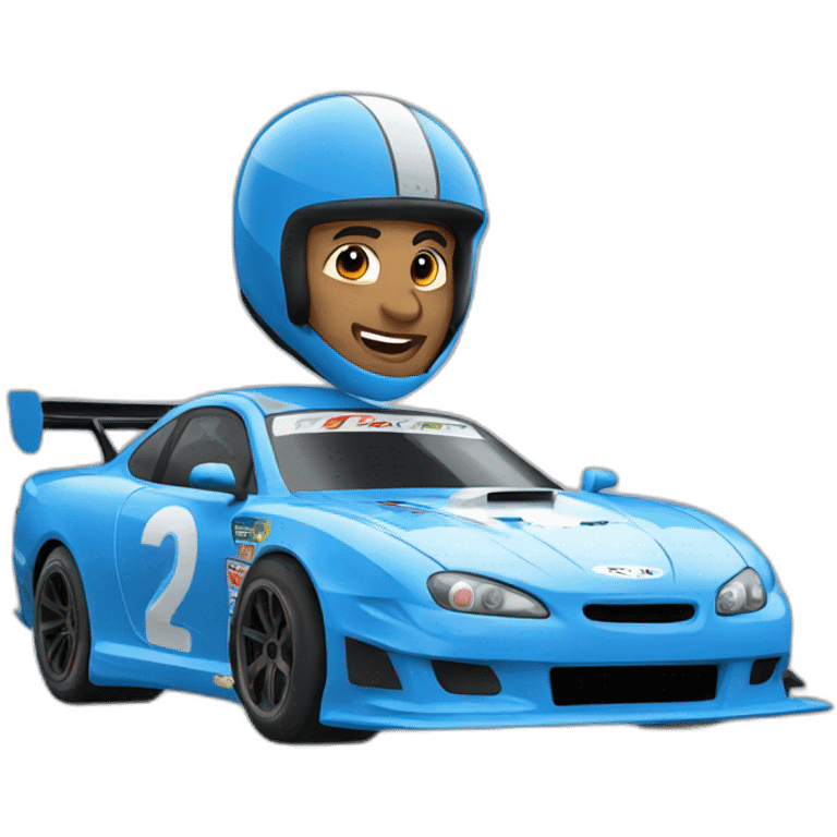 Blue tuned racecar emoji