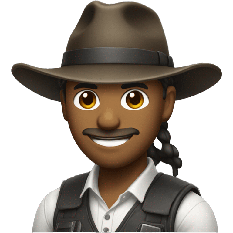 Gamer with ponytail tipping their fedora and smirking emoji