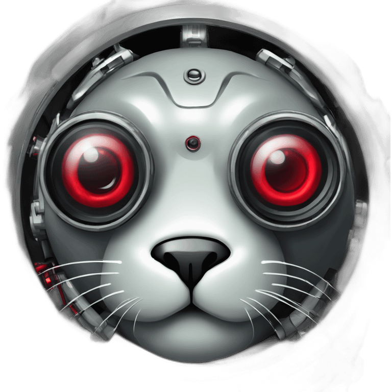 cyborg-seal with one red mechanical eye prosthesis with camera lens, cyberpunk, grimdark, sci-fi, cyber implants emoji