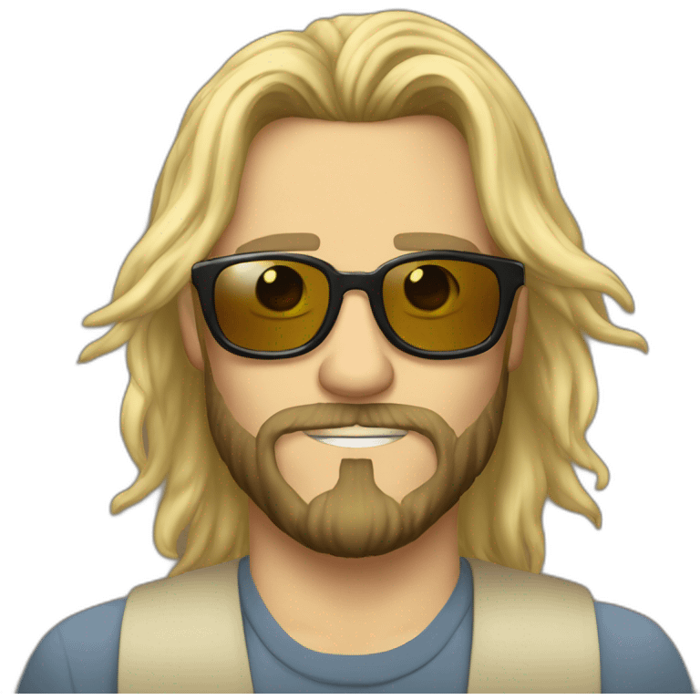 Big lebowsky blond round glasses chaotic beard long hair drink rhum emoji