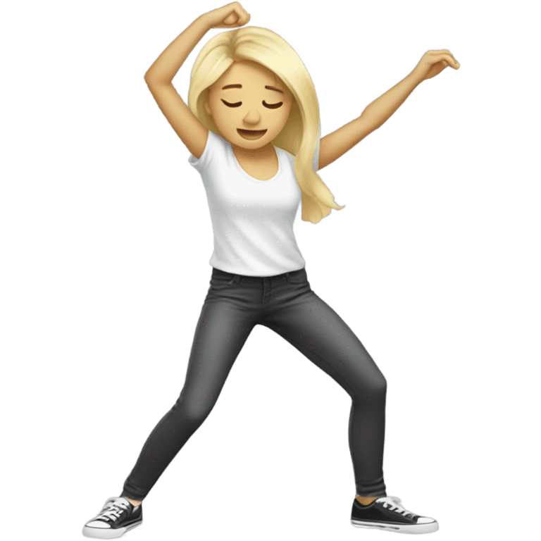 blonde girl dabbing emoji