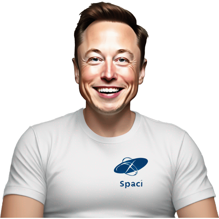 Smiling Elon musk with spaceX shirt emoji