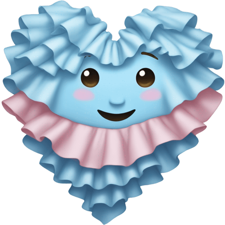 Light blue, light pink, and white ruffled heart emoji