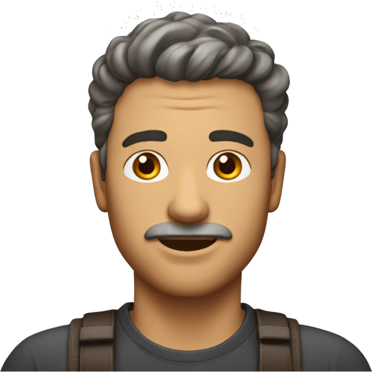 homme 40 ans visage fin, cheveux rasé poivre et sel   emoji