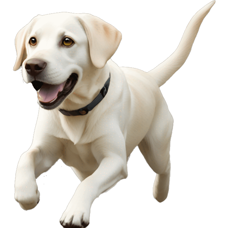 White Labrador running in the mountains  emoji