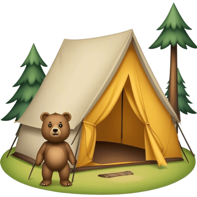 a bear approaching a tent emoji