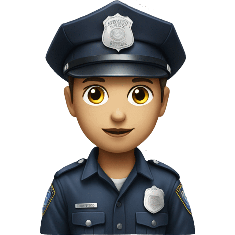 realistic portrait of a boy with police hat emoji