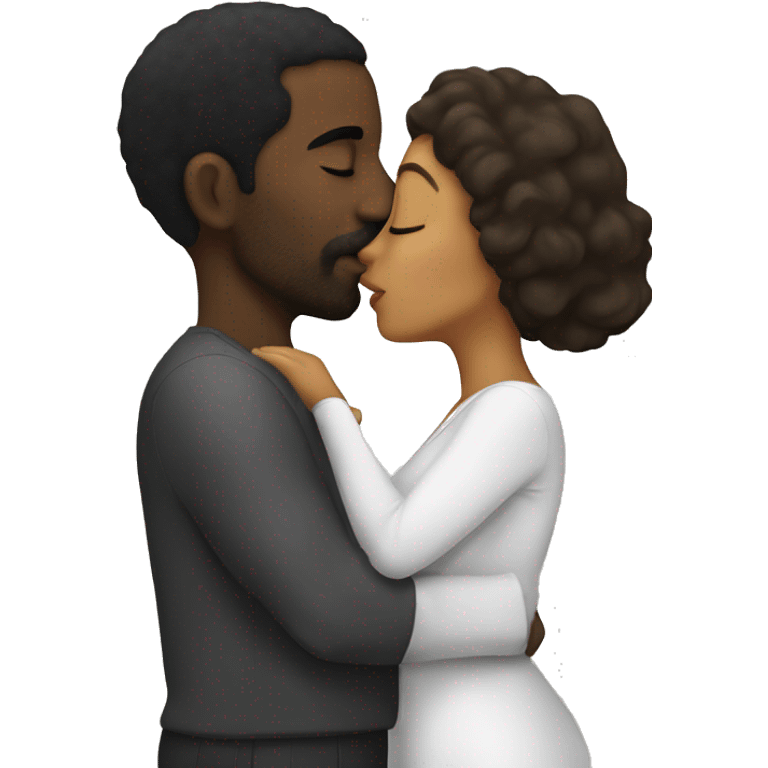 Black man kissing Hispanic woman emoji