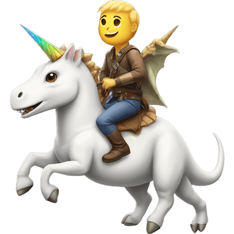 dinosaur riding an unicorn  emoji