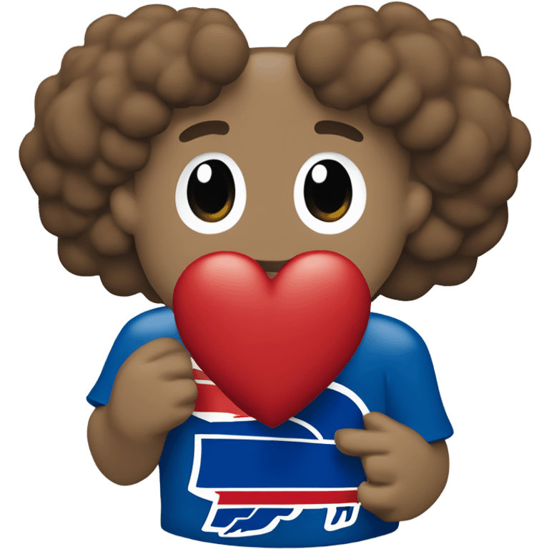 One solid Heart emoji with nothing outside of it with the blue border outside heart, red heart inside, smaller white heart inside of that, with the nfl Buffalo bills in the middle  emoji