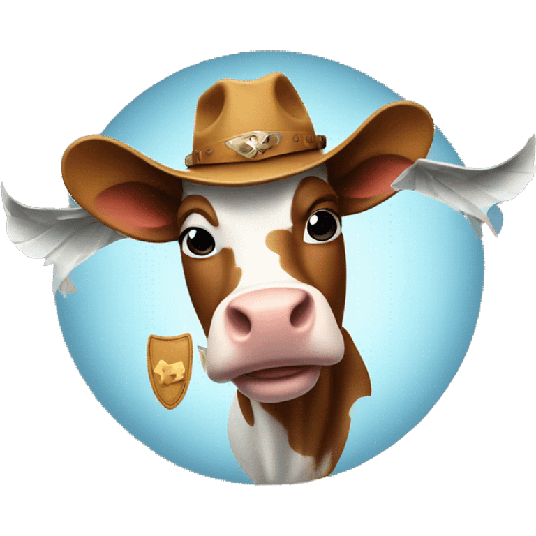 cow with wings and a ed cowboy hat emoji