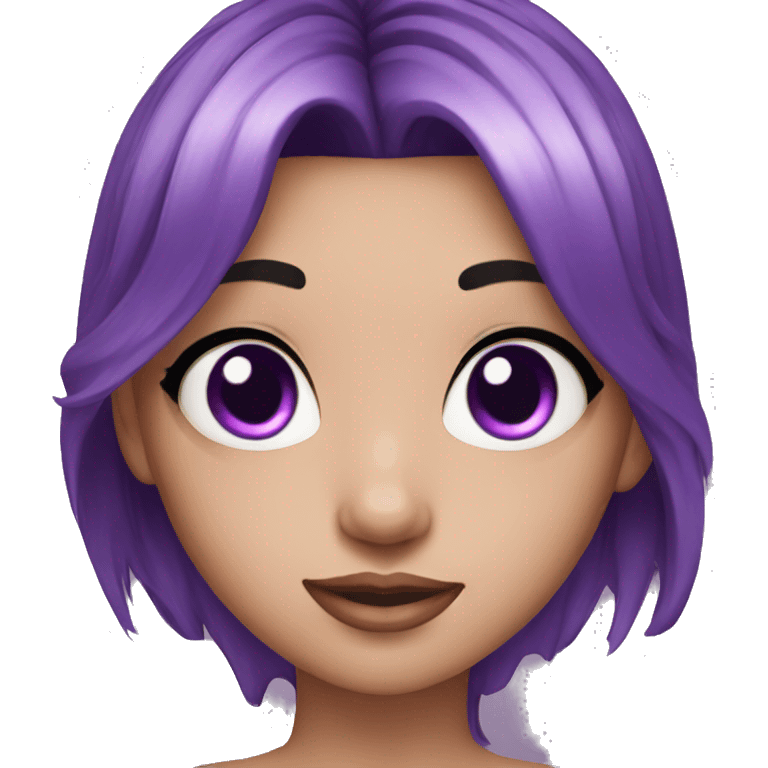 girl with black and purple hair with purple headpiece and purple eyes emoji