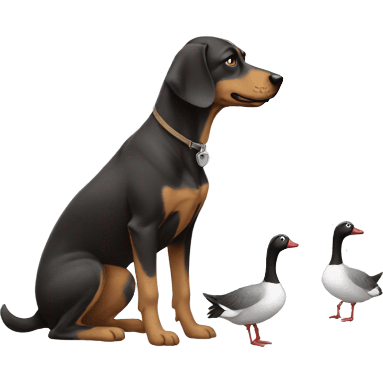 Dog fetching geese emoji