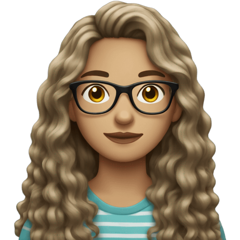 brunette wavy hair teenager with glasses  emoji