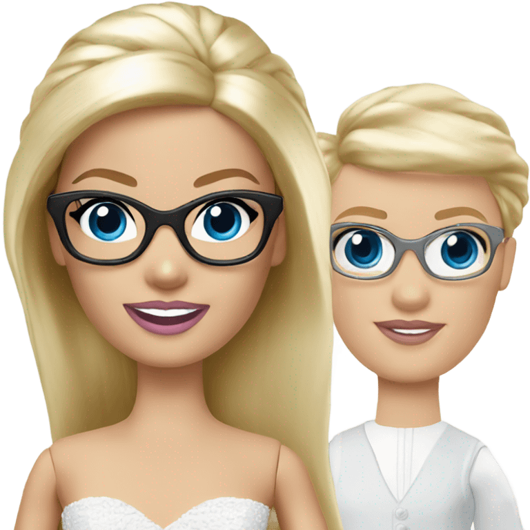 Barbie bride blonde hair blue eyes wearing glasses  emoji