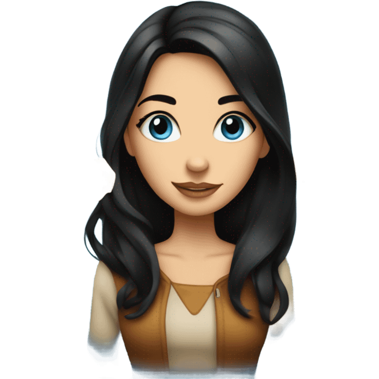 stunning blue eyed brunette girl with black hair surrounded by cheese emoji