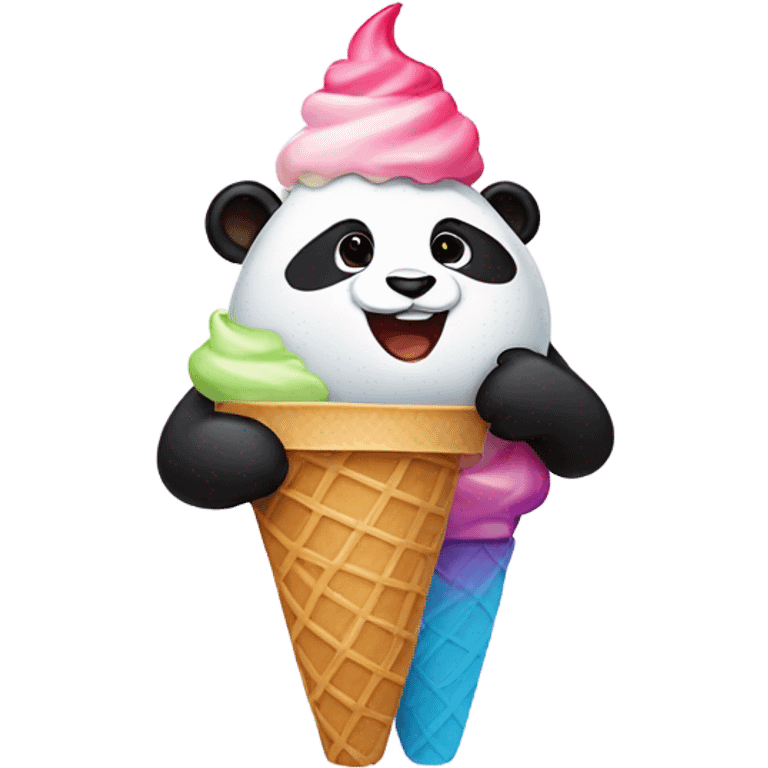 Panda eating ice cream emoji