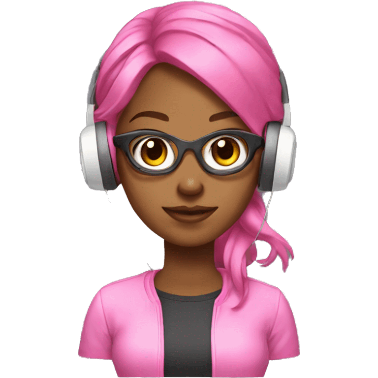 Gamer girl with headset and pink controller emoji