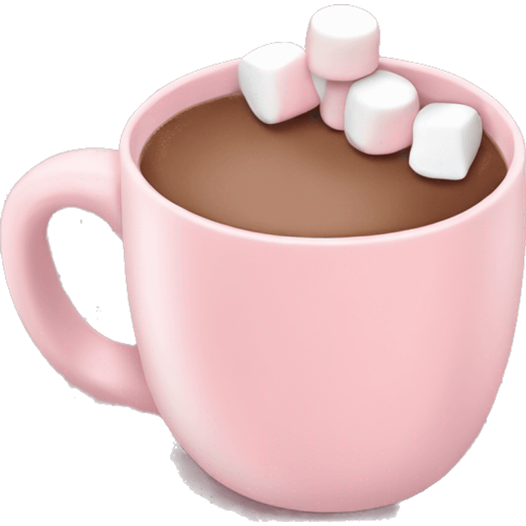 Light Pink mug of hot chocolate with marshmallows  emoji