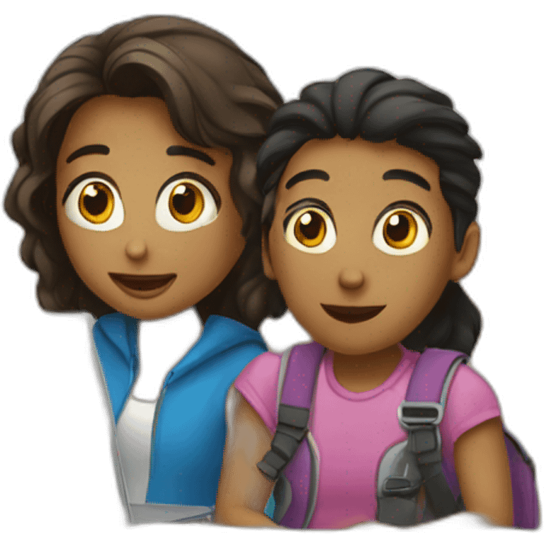 A girl and a boy watching movie in a laptop emoji