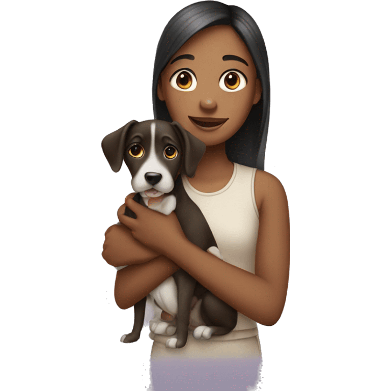 Girl holding a dog emoji