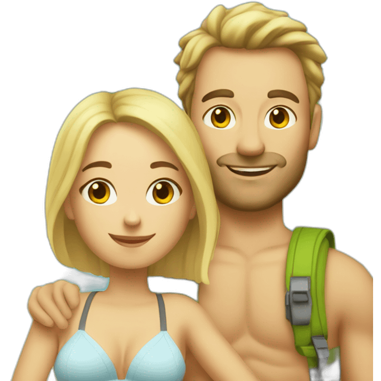 caucasian couple traveling to the beach emoji