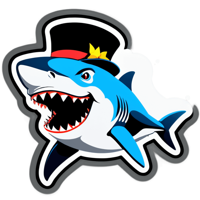 Shark with a top hat emoji