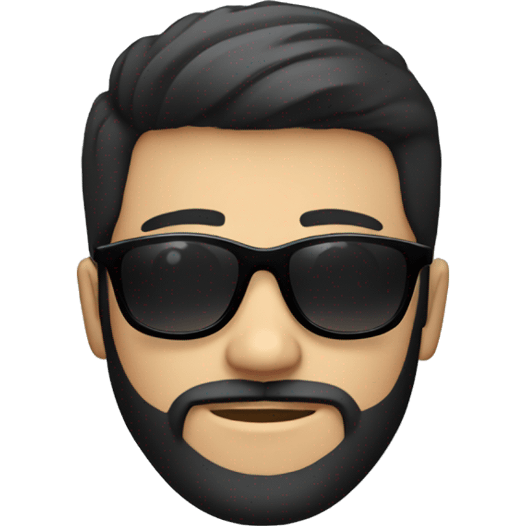 white young man with beard, black hairy, wearing sunglasses emoji