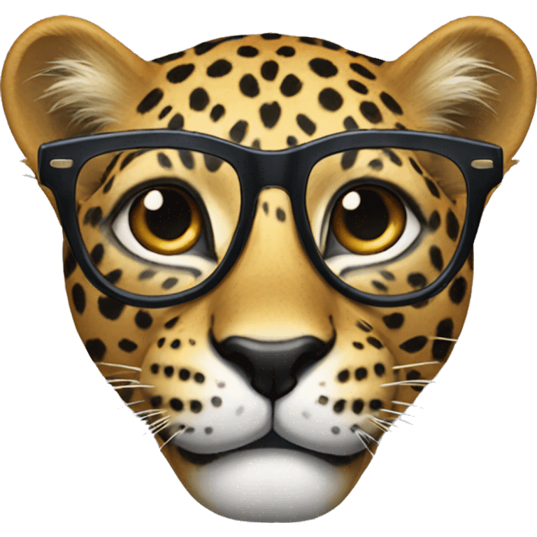 a leopard with nerd glasses and teeth  emoji