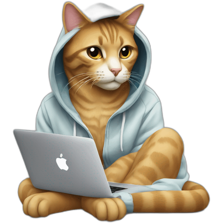 cat with hoodie and a macbook emoji