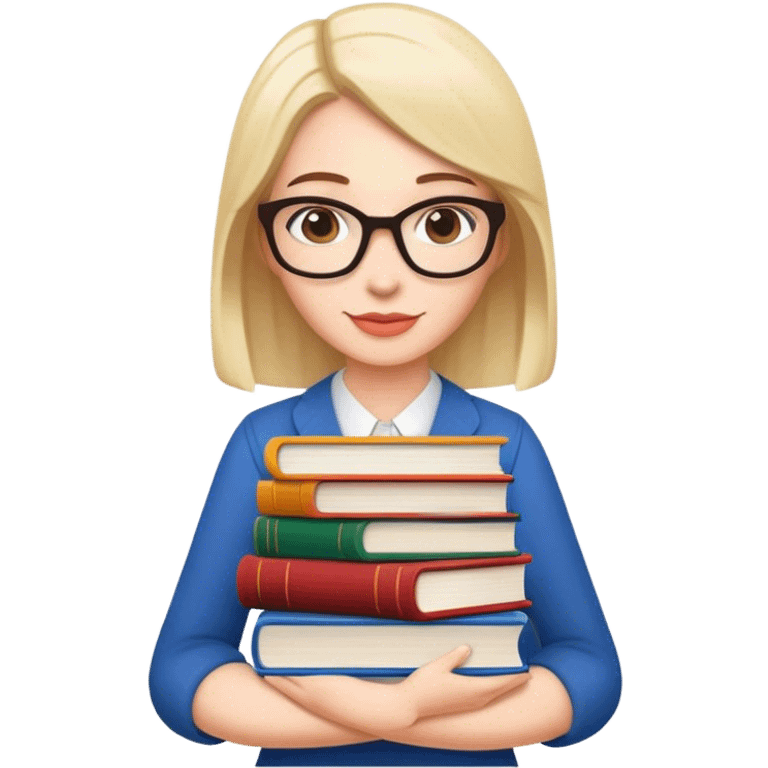 librarian holding a stack of books emoji