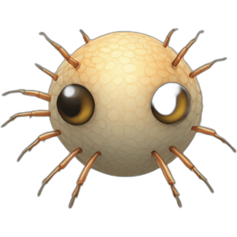 3d sphere with a cartoon Silverfish skin texture with big feminine eyes emoji