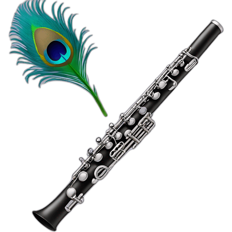  flute with peacock feather  emoji